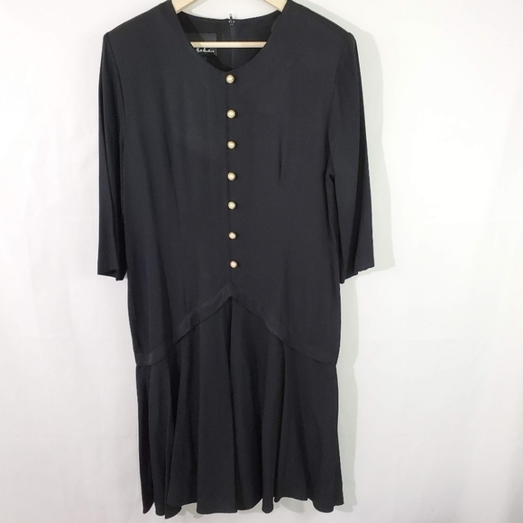 VTG Anthony Mark Hawkins Black Shift Midi Dress - Picture 1 of 12